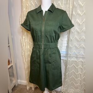 NWT J. Crew Zip Utility Dress Olive Green Size 4 New